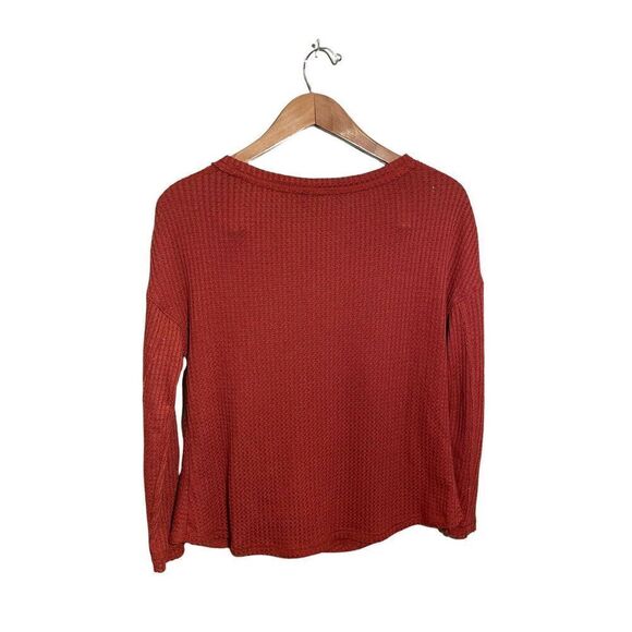 Anthropologie Akemi + Kin Waffle Weave Twist Front Burnt Orange Size Small - Picture 3 of 5